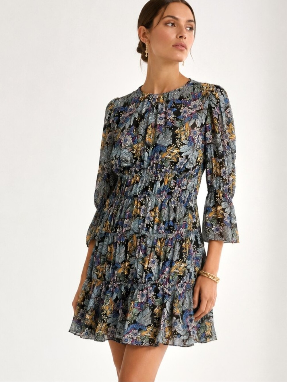 Cinq a Sept June Paradise Fall Floral Tiered dress